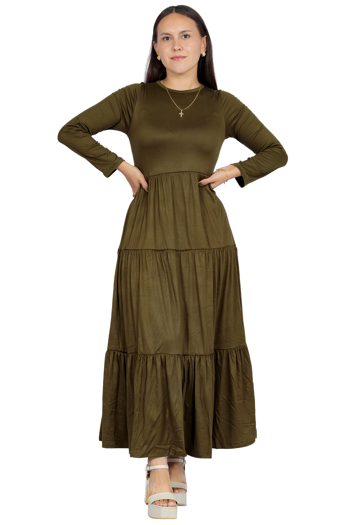 Maxivestido Tulum manga larga