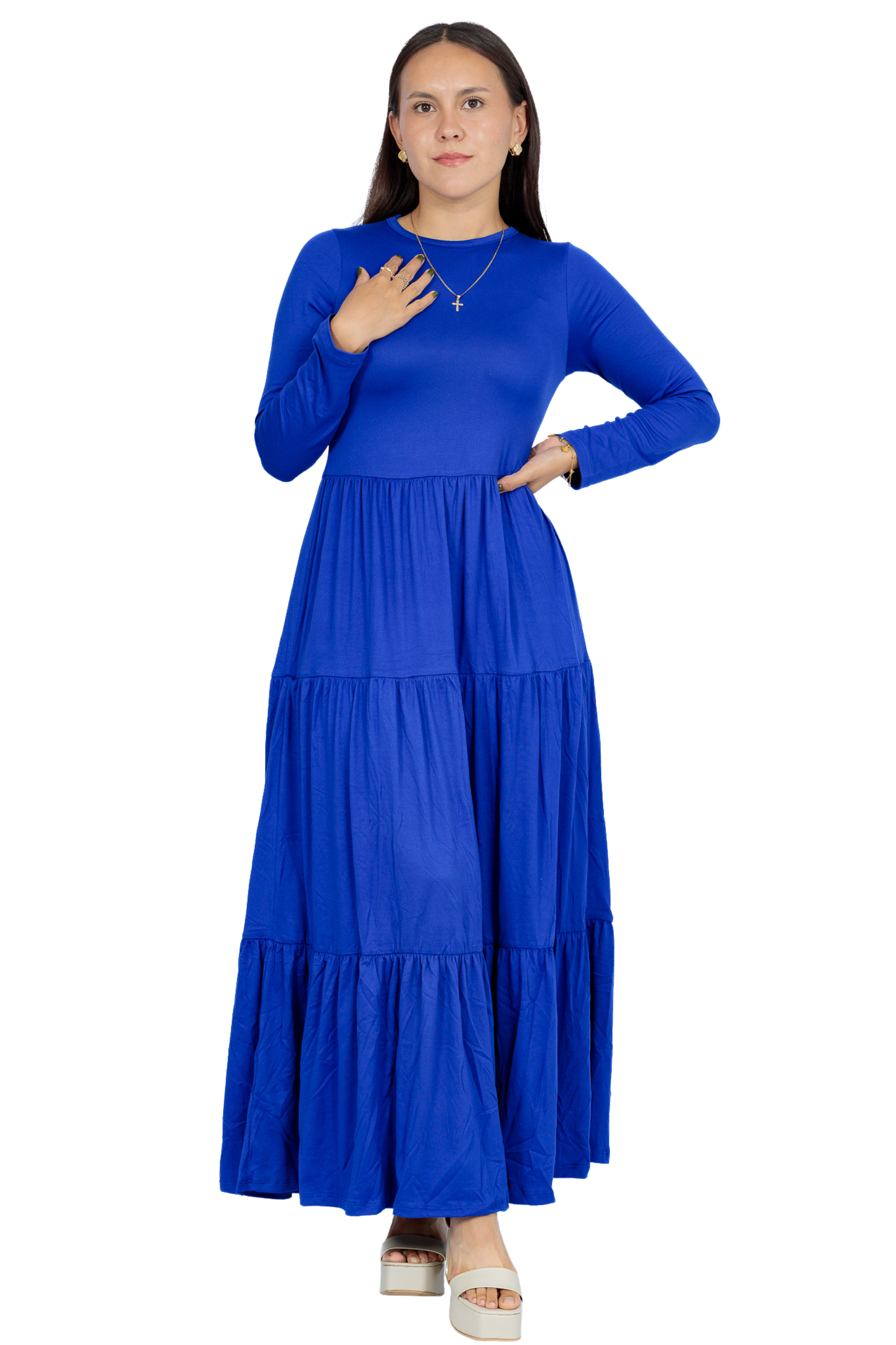 Maxivestido Tulum manga larga