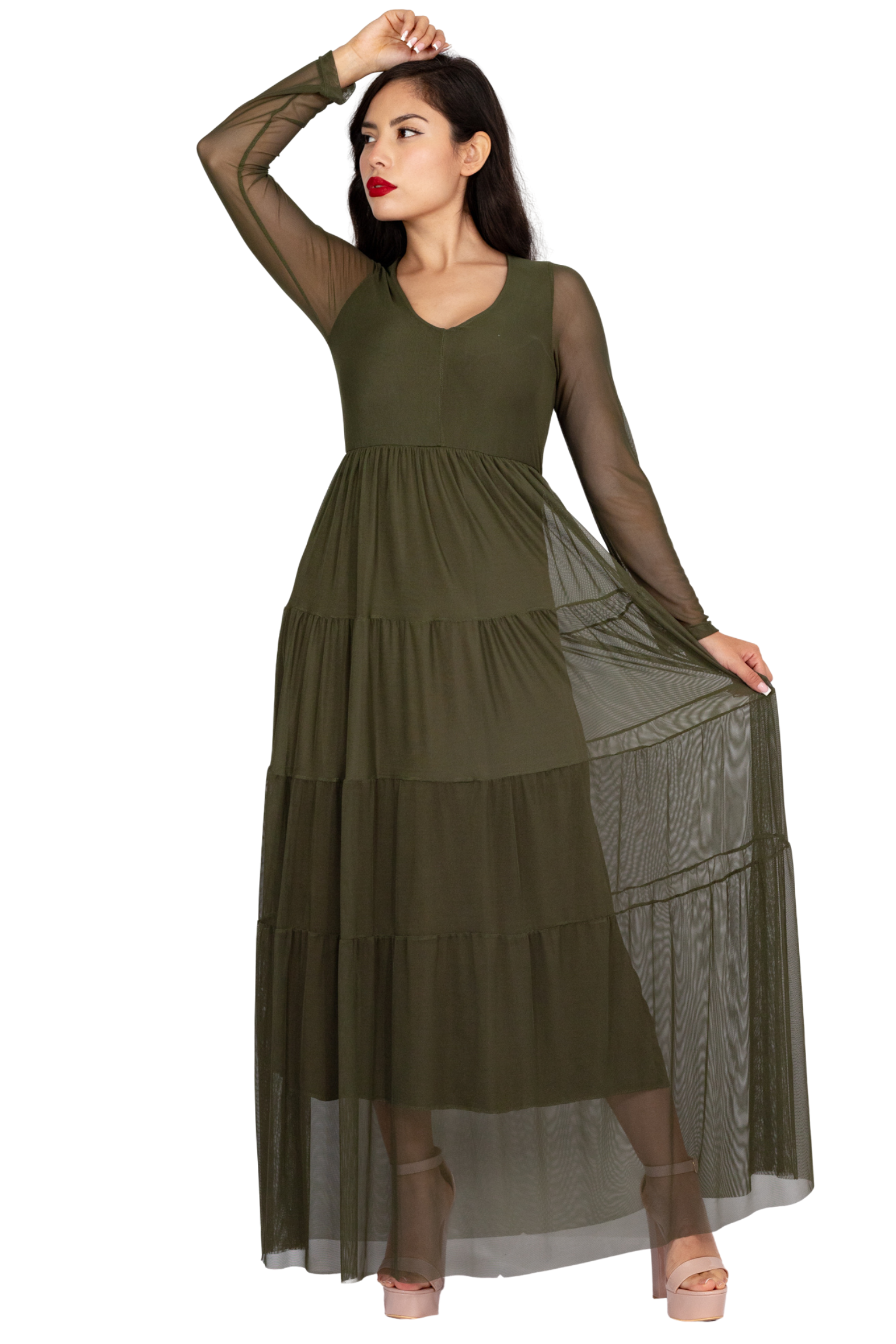 Maxivestido Merida Manga larga