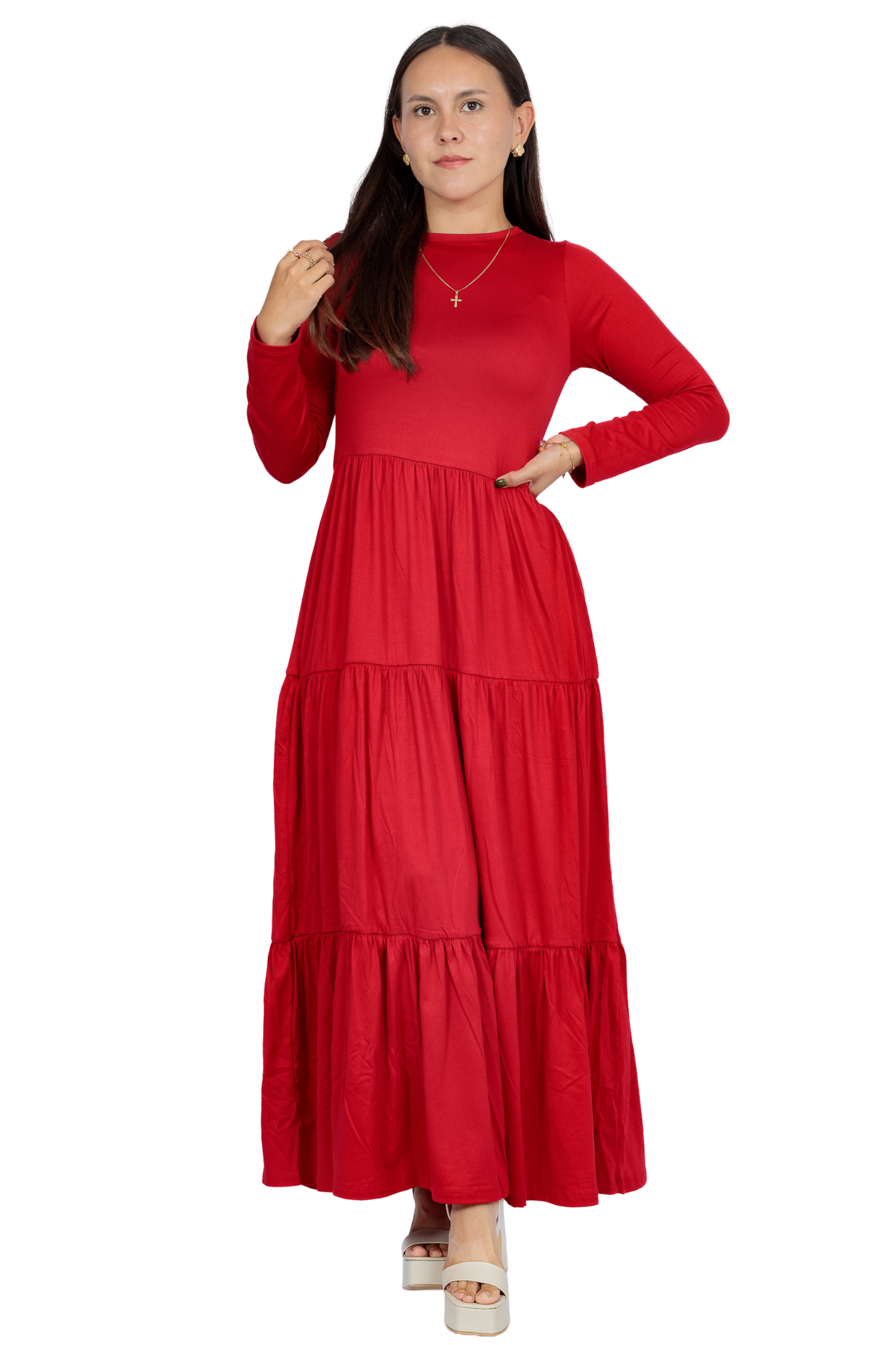 Maxivestido Tulum manga larga