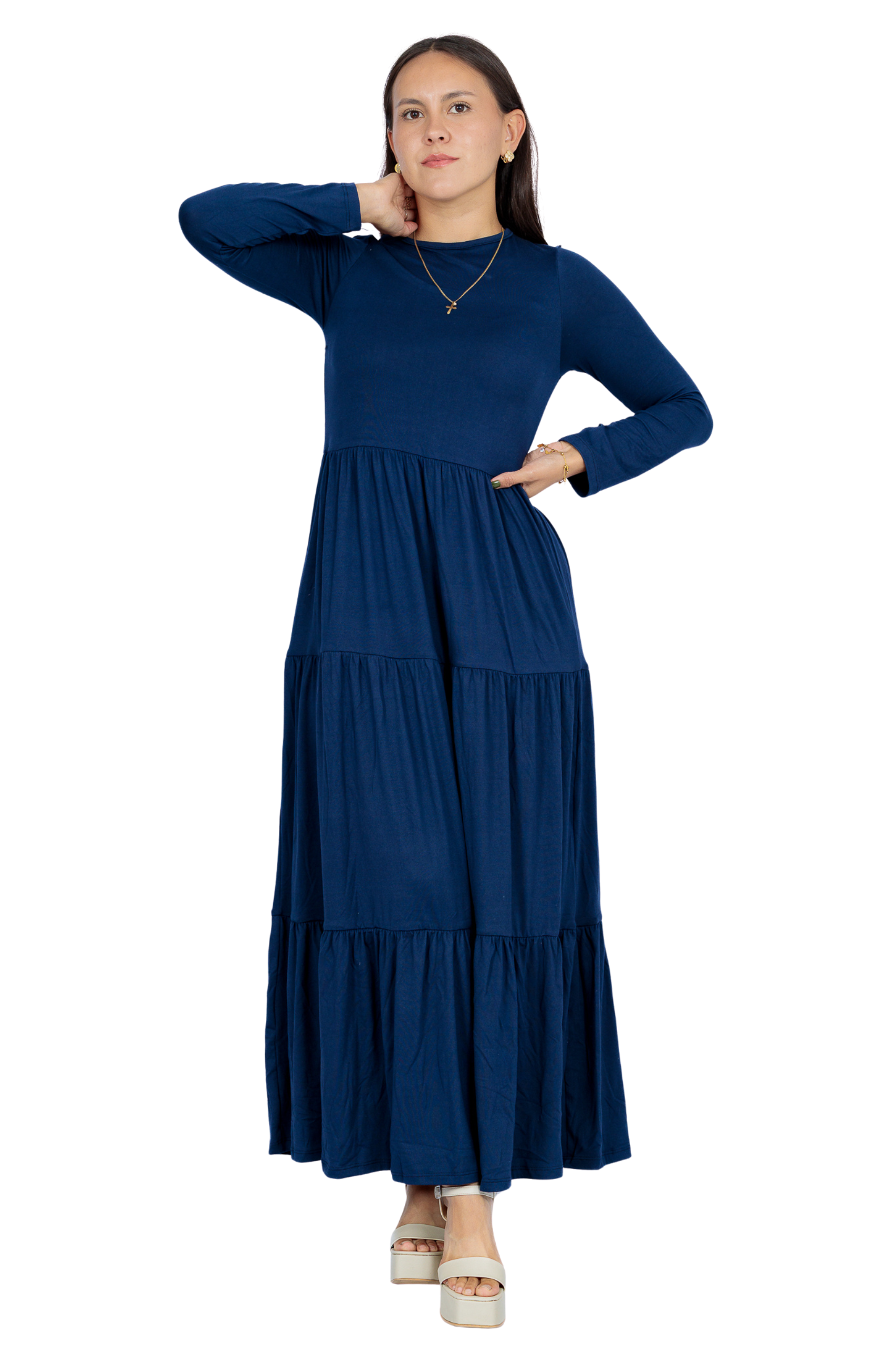 Maxivestido Tulum manga larga