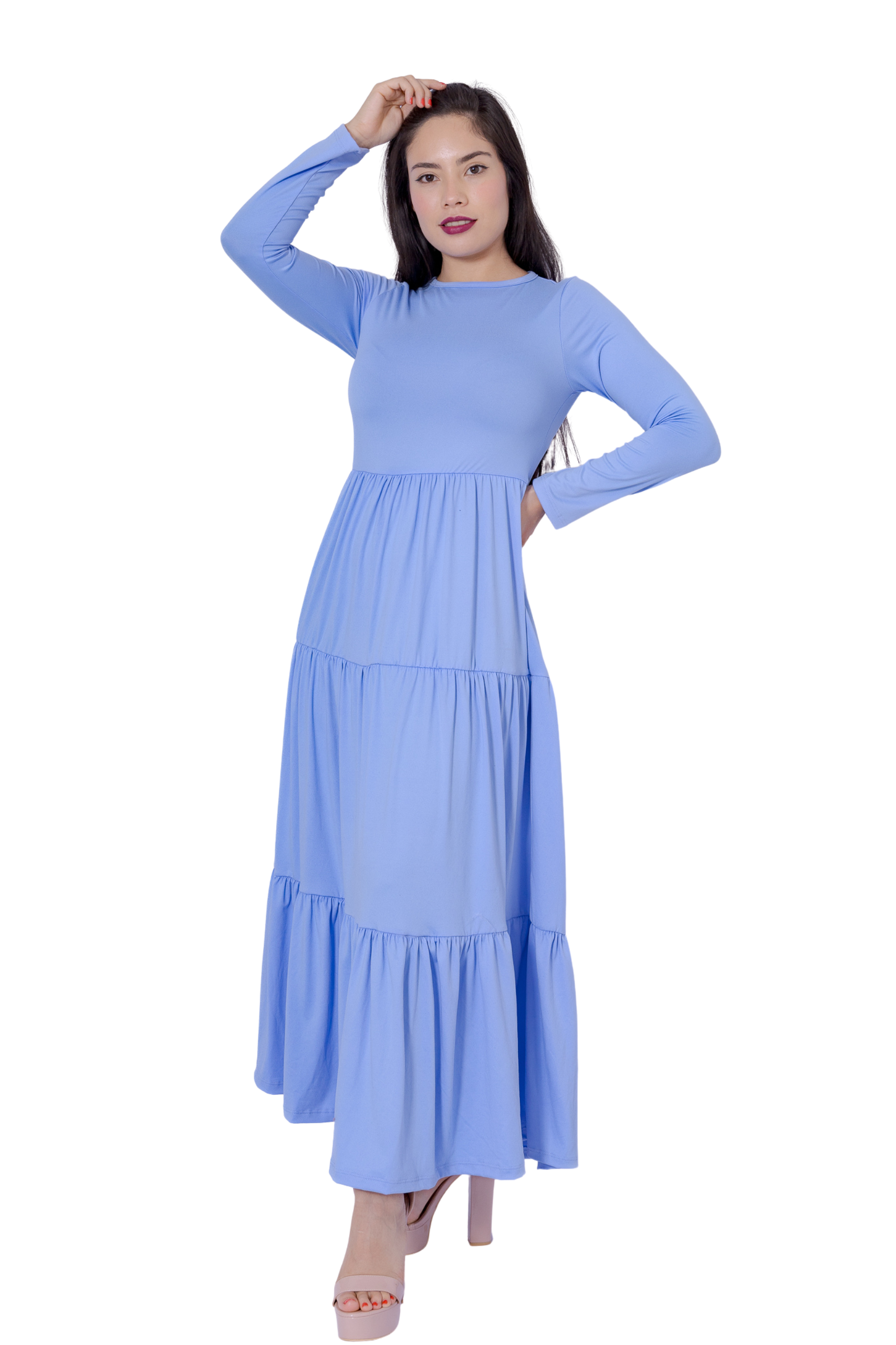 Maxivestido Tulum manga larga