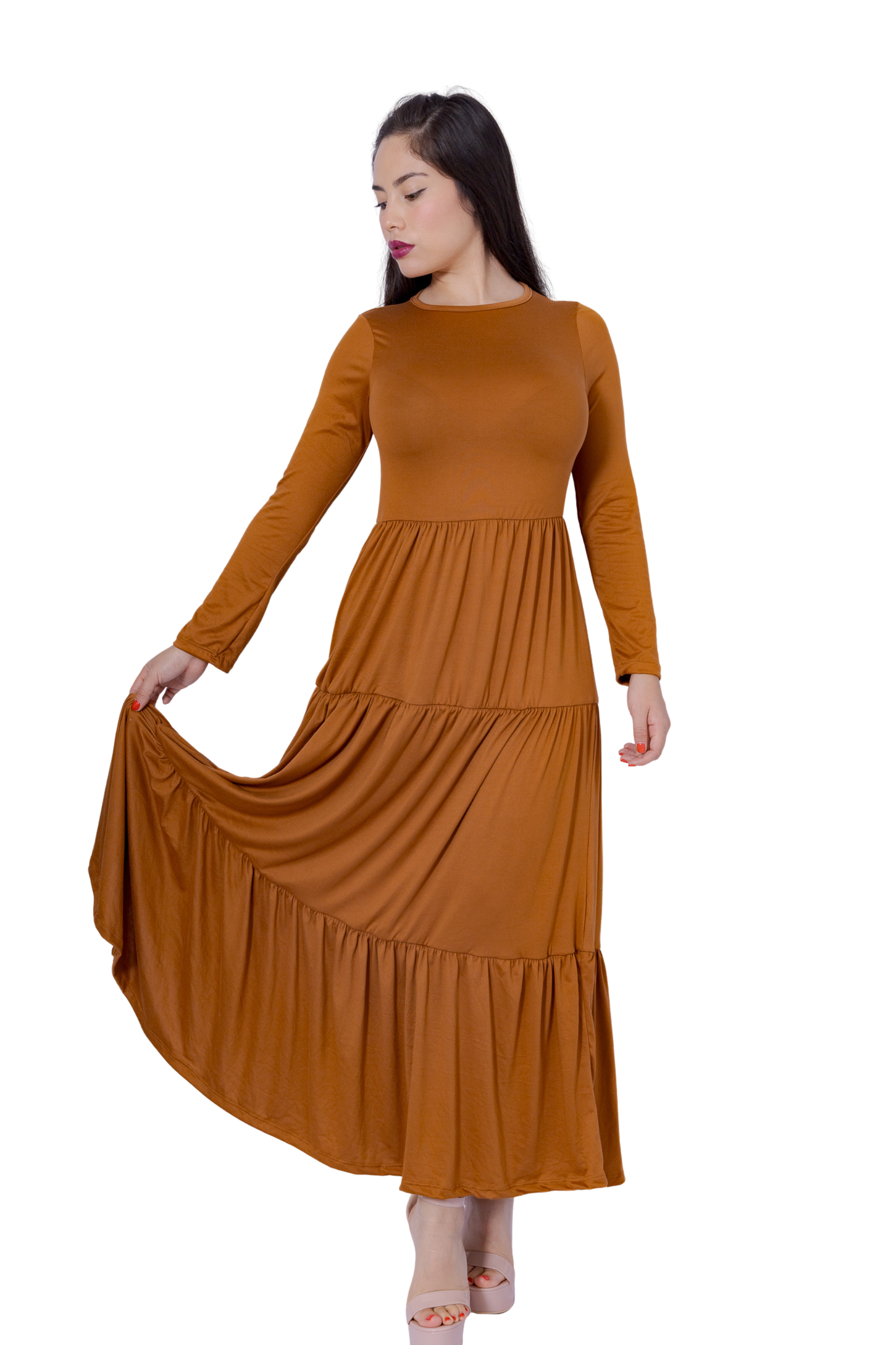 Maxivestido Tulum manga larga