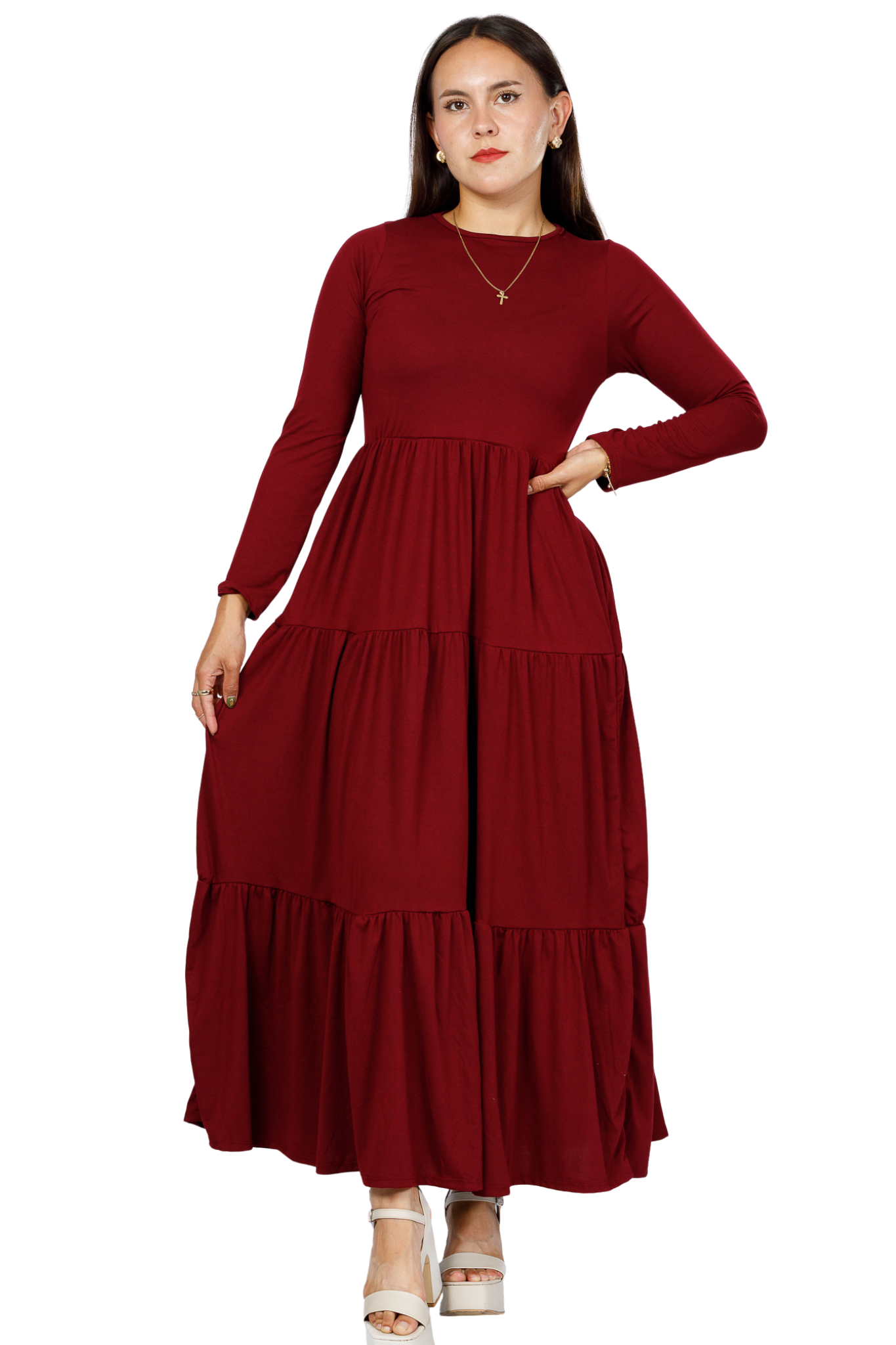 Maxivestido Tulum manga larga