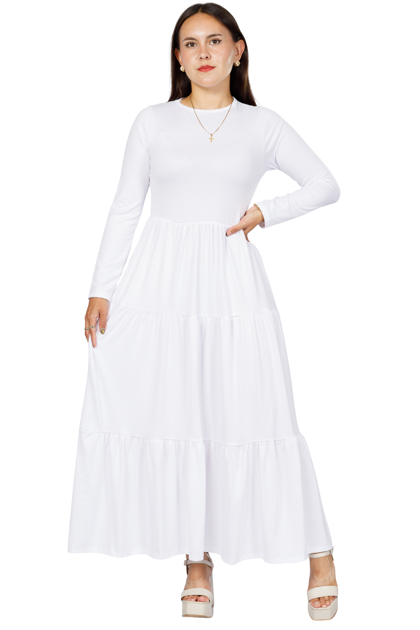 Maxivestido Tulum manga larga