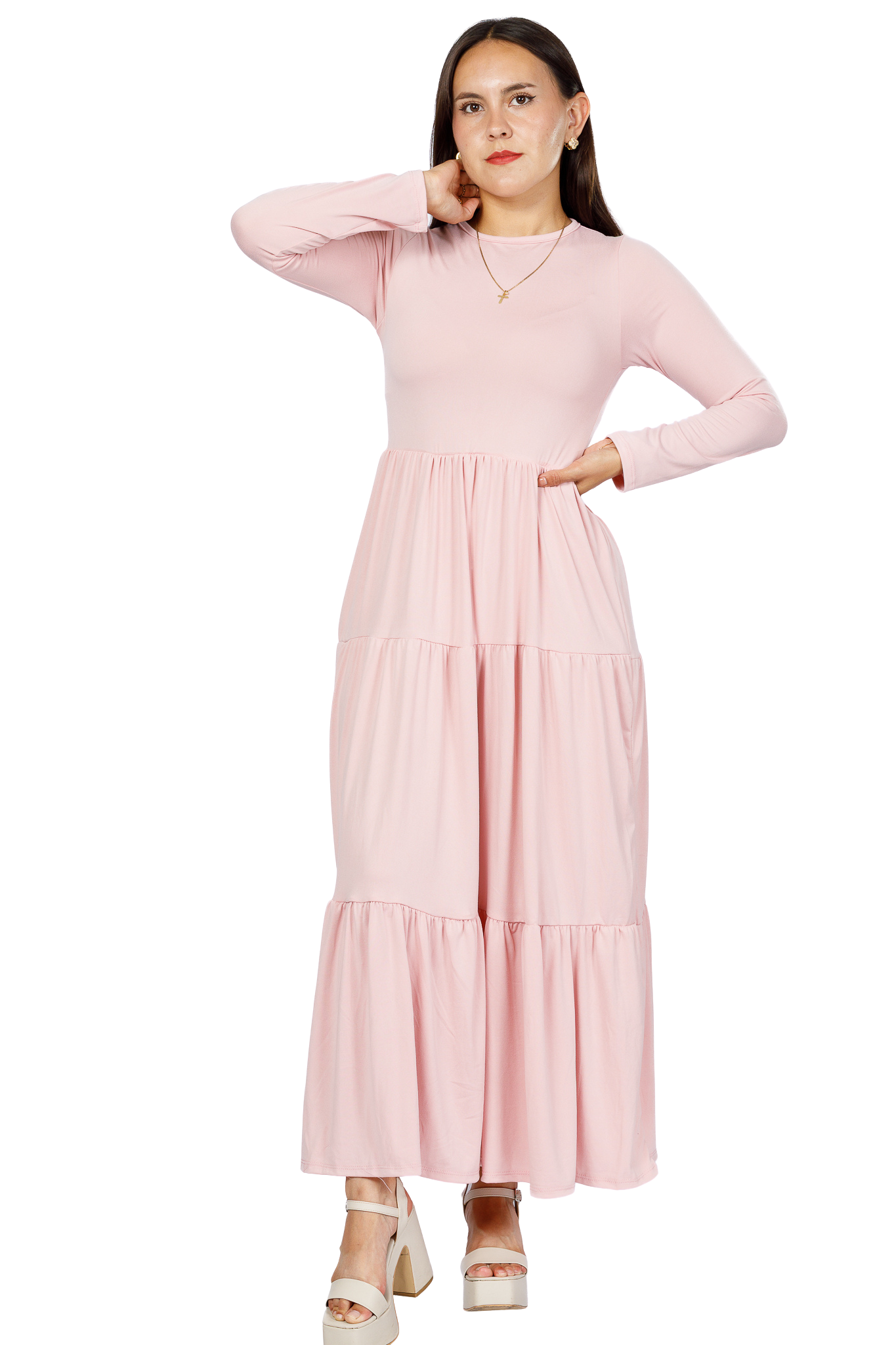 Maxivestido Tulum manga larga