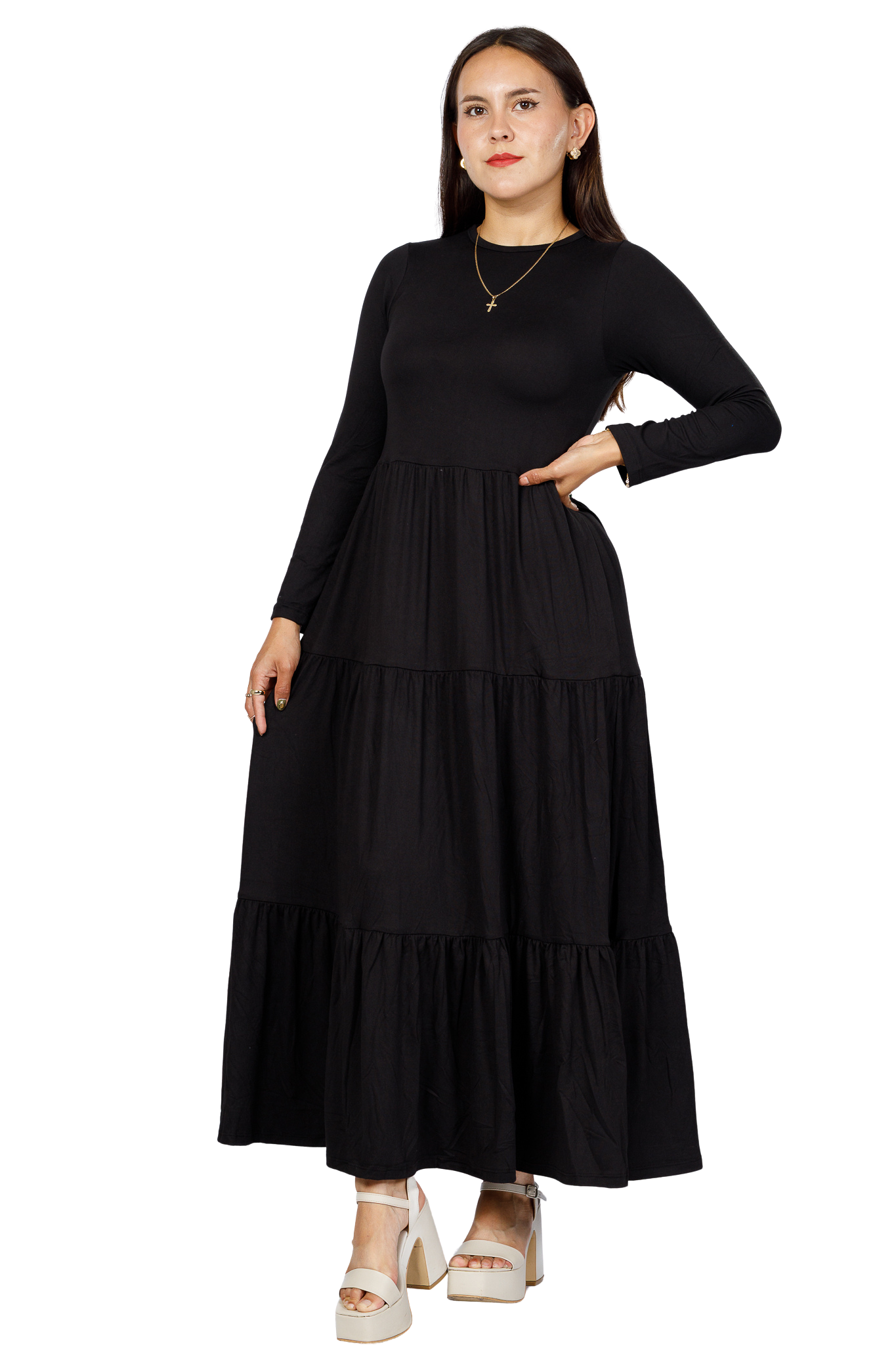 Maxivestido Tulum manga larga