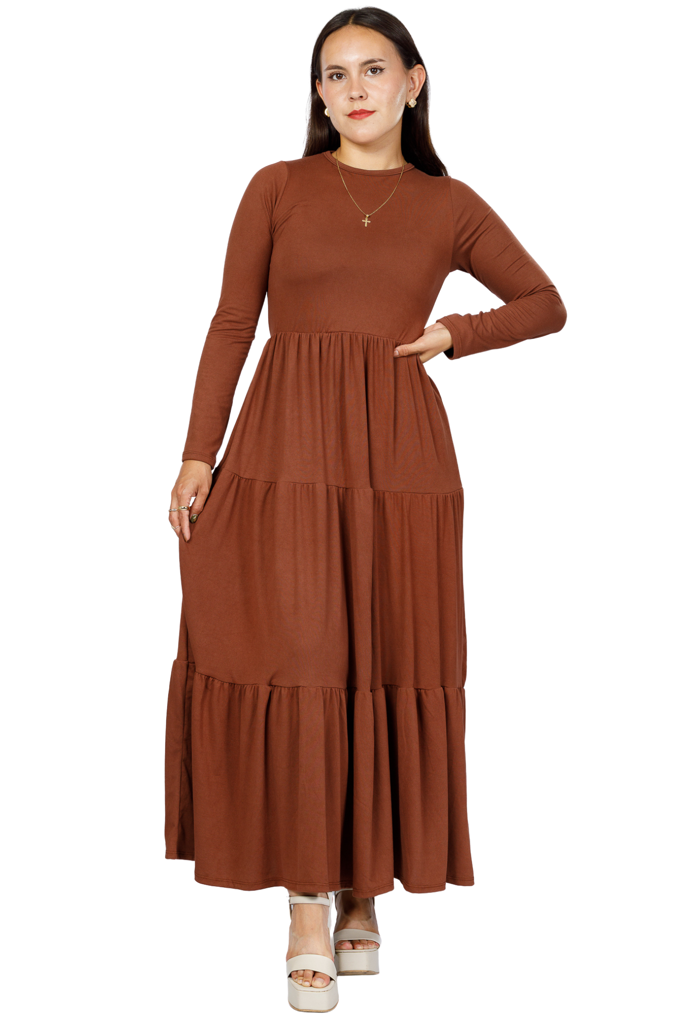 Maxivestido Tulum manga larga