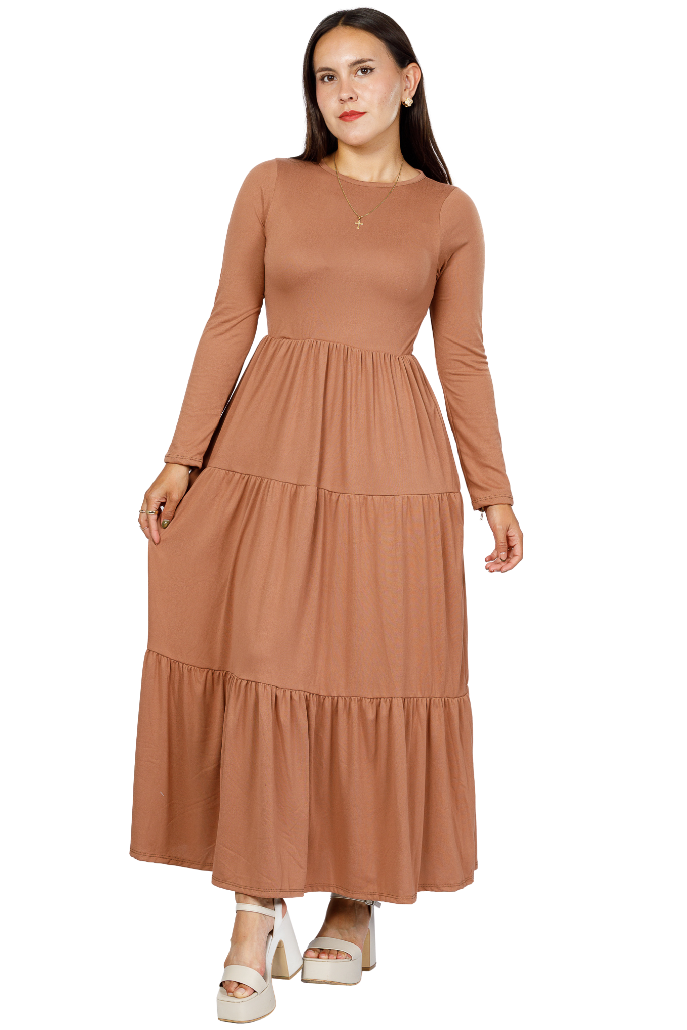 Maxivestido Tulum manga larga