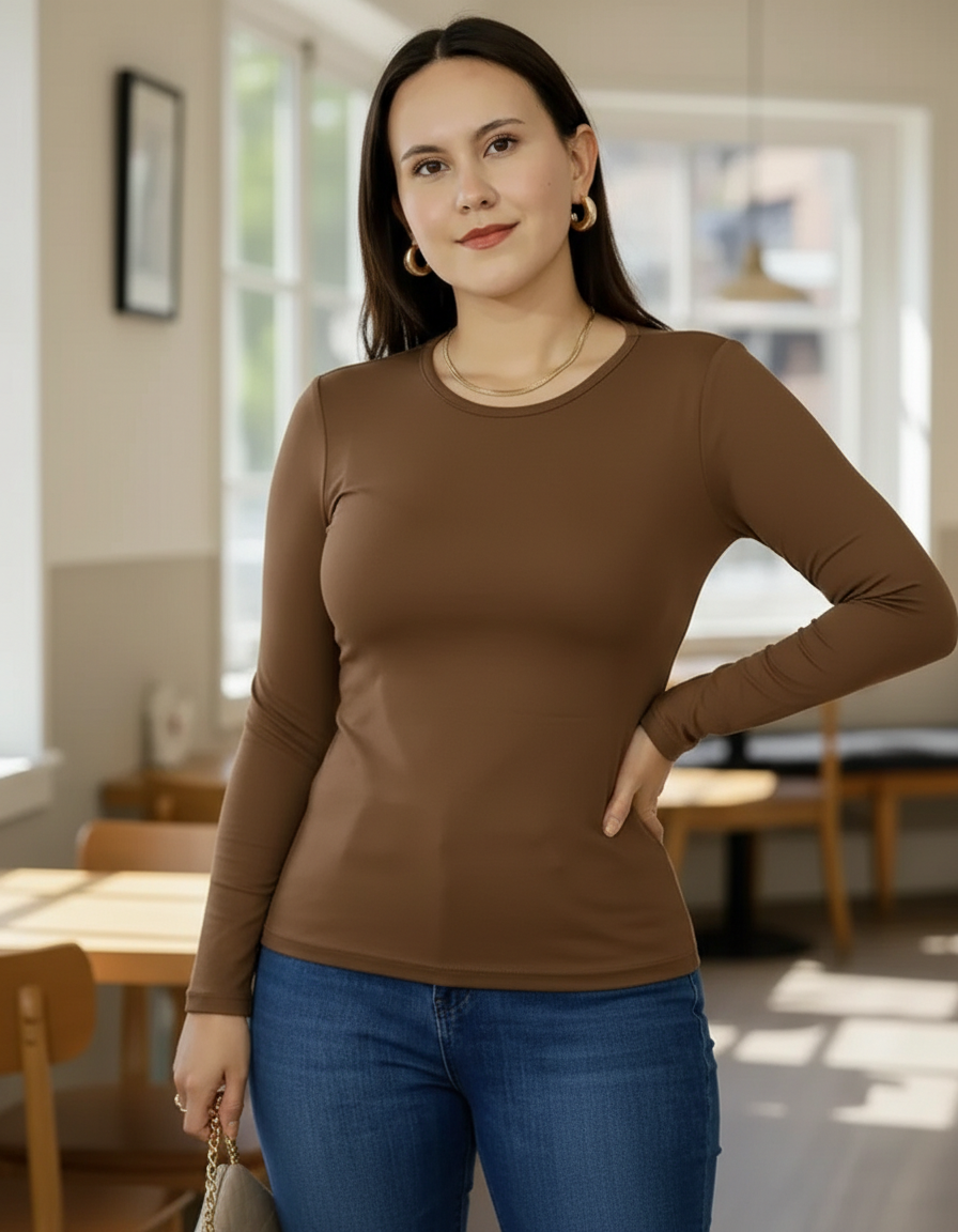 Blusa Lisa Manga Larga