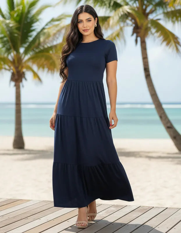 Maxivestido Tulum Manga Corta