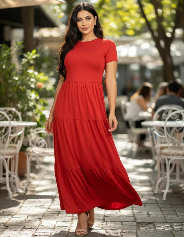Maxivestido Tulum Manga Corta