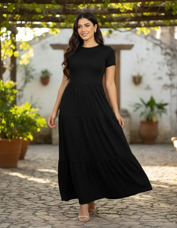 Maxivestido Tulum Manga Corta